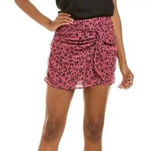 AllSaints Rylie Roar Mini Skirt Pink Black Leopard Print Size 4 NEW Animal